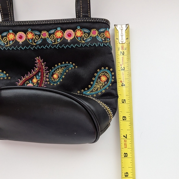Vintage Liz Claiborne Black Paisley Embroidered & Embellished Purse/Bag - Picture 5 of 14